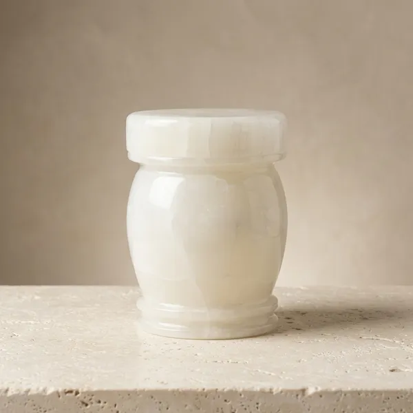 White_Marble_Finish_Decorative_Jar_With_Lid