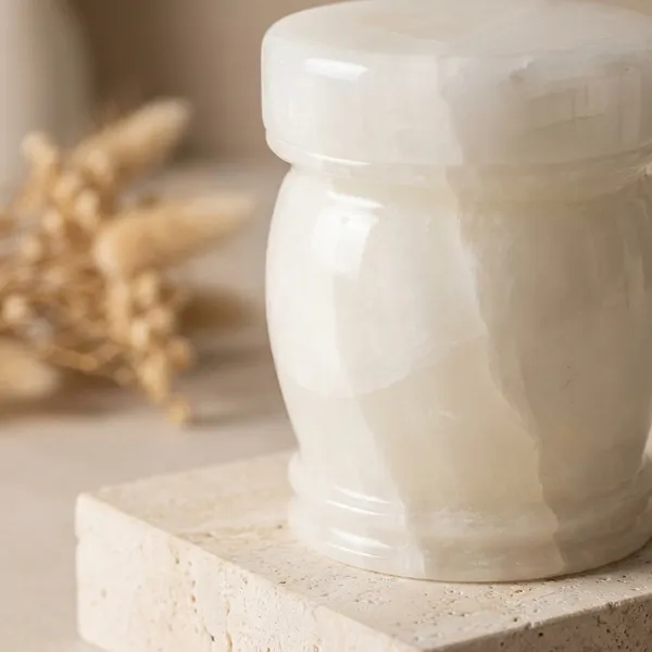 White_Marble_Finish_Decorative_Jar_With_Lid