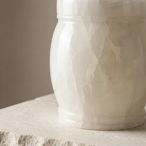 White_Marble_Finish_Decorative_Storage_Jar