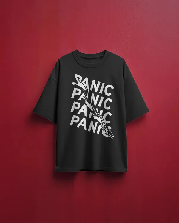 Men_Panic_Typogrpahic_Oversized_Tshirt_Black