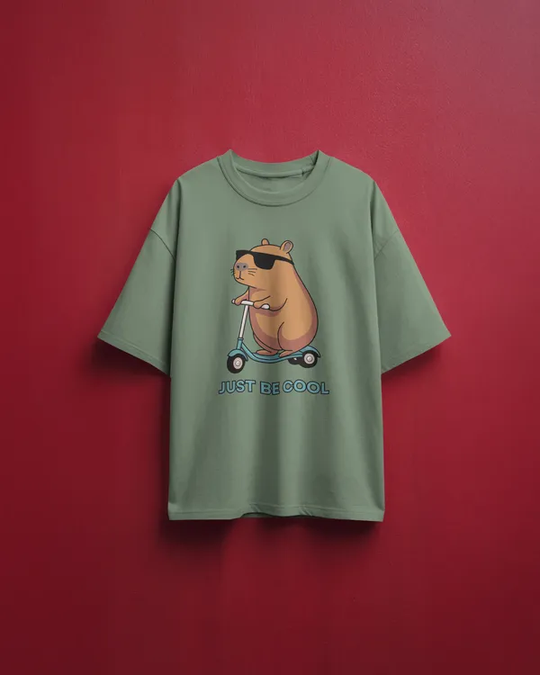 Men_Be_Cool_Typographic_Oversized_T_Shirt_Olive_Green