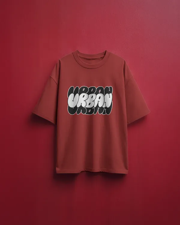 Men_Urban_Typographic_Oversized_Tshirt_Dark_Red