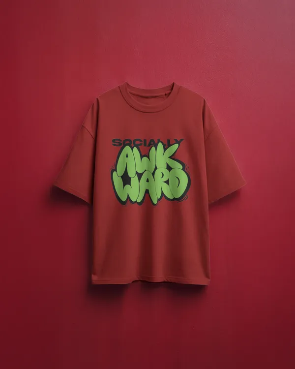 Men_Socially_Awkward_Typographic_Oversized_Tshirt_Dark_Red