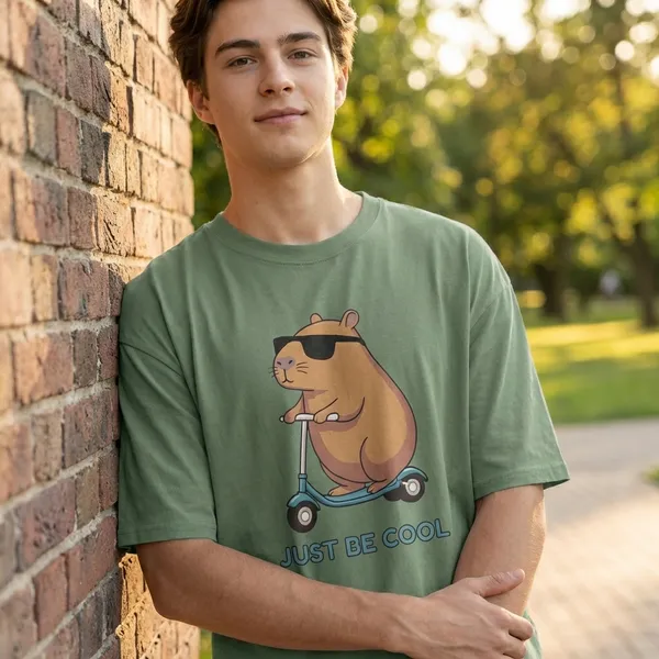 Men_Be_Cool_Typographic_Oversized_T_Shirt_Olive_Green