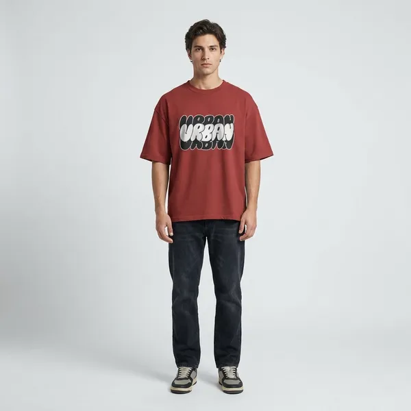 Men_Urban_Typographic_Oversized_Tshirt_Dark_Red