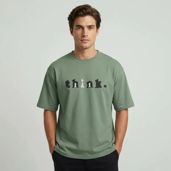 Men_Think_Typographic_Oversized_Tshirt_Olive_Green