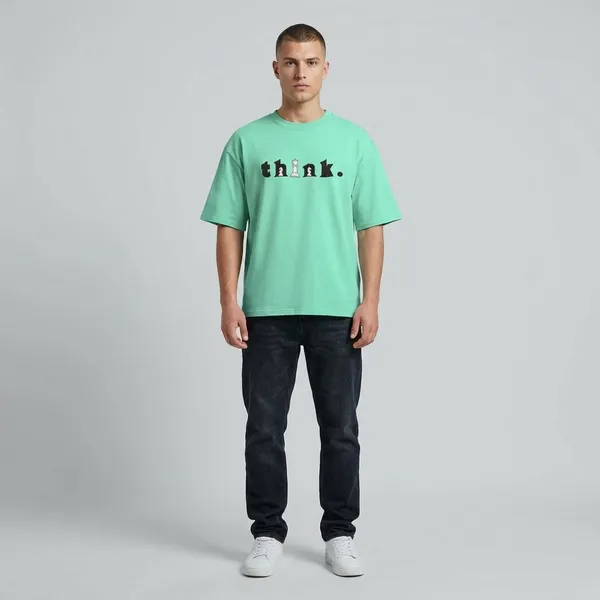Men_Think_Typographic_Oversized_Tshirt_Aqua