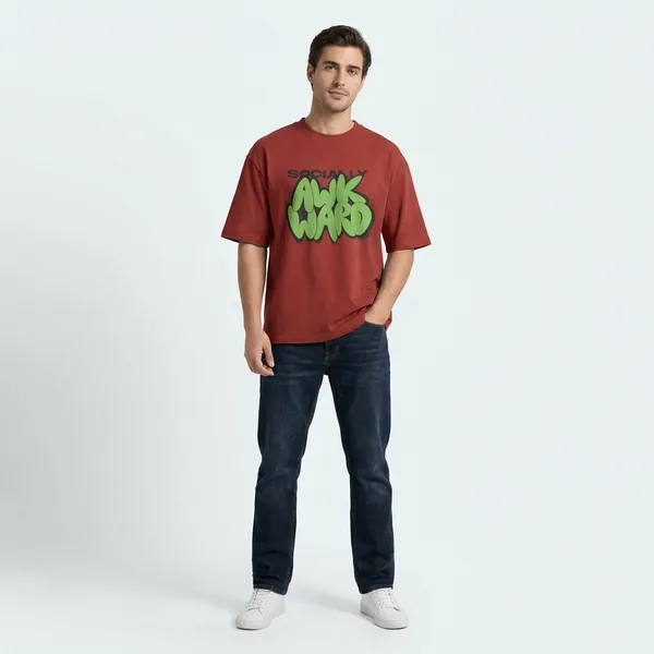 Men_Socially_Awkward_Typographic_Oversized_Tshirt_Dark_Red