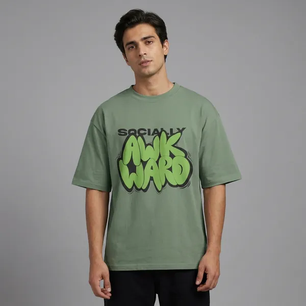 Men_Socially_Awkward_Typographic_Oversized_Tshirt_Olive_Green