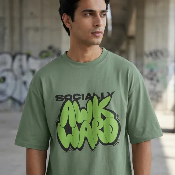 Men_Socially_Awkward_Typographic_Oversized_Tshirt_Olive_Green