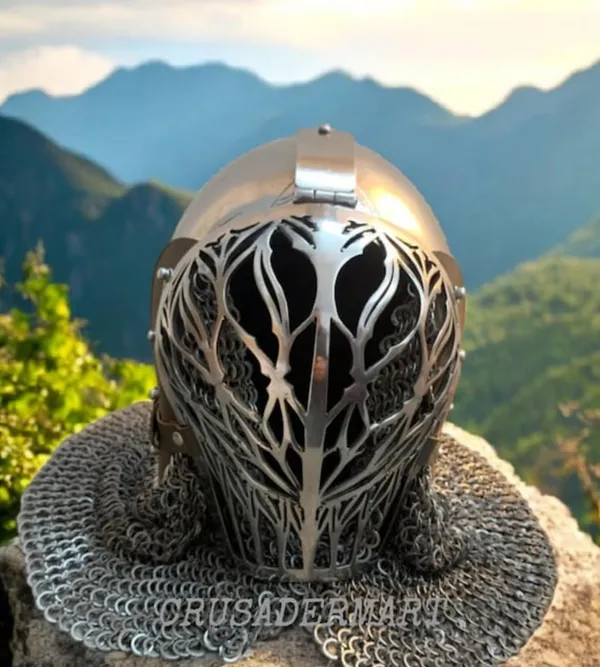 Medieval_Knight_Helmet_With_Chainmail_-_Tree_Of_Life_Design