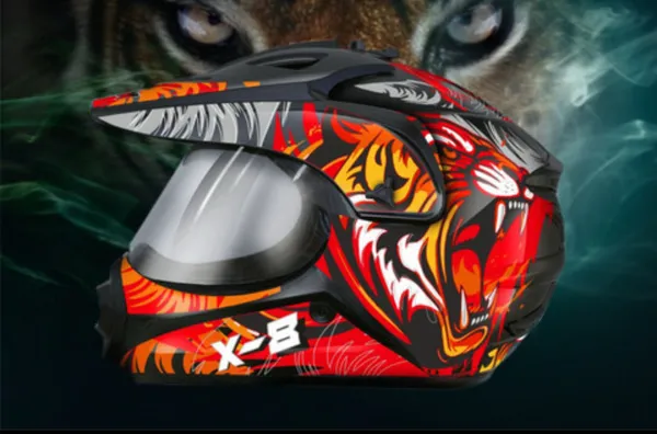 X1_Fierce_Tiger_Graphic_Off-Road_Helmet_With_Detachable_Visor_-_Red,_Black_&_Orange