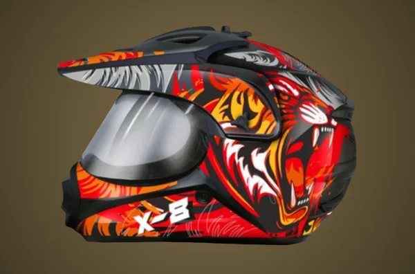 X1_Fierce_Tiger_Graphic_Off-Road_Helmet_With_Detachable_Visor_-_Red,_Black_&_Orange
