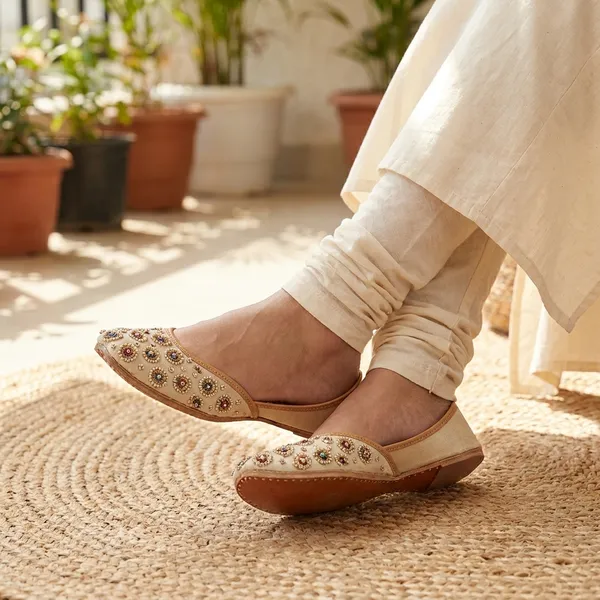 White_Synthetic_Leather_Jutti_For_Women