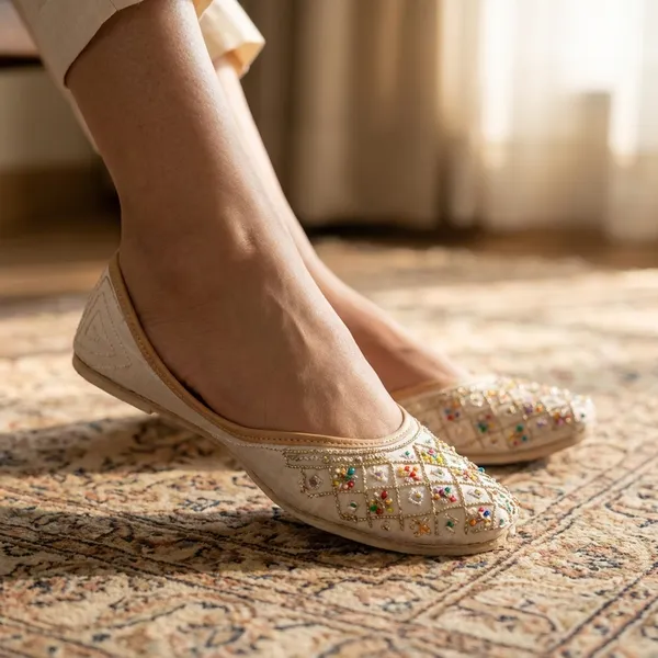 White_Synthetic_Leather_Jutti_For_Women