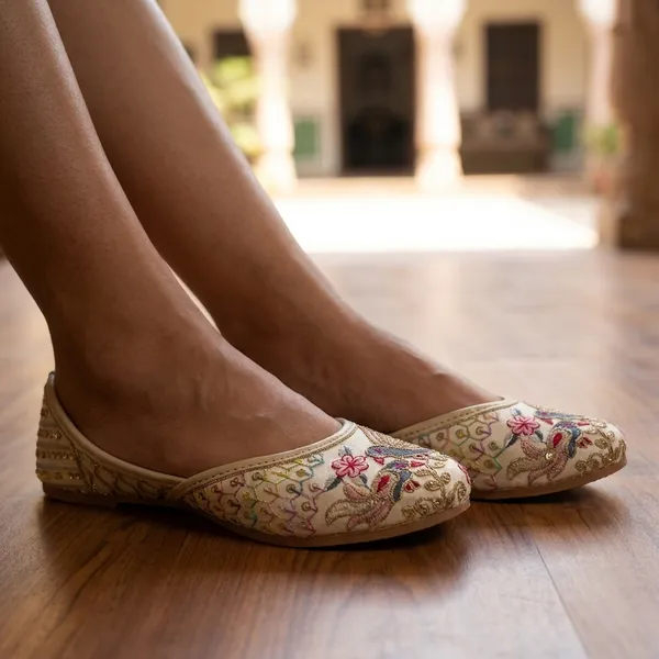 Cream_Synthetic_Leather_Jutti_For_Women