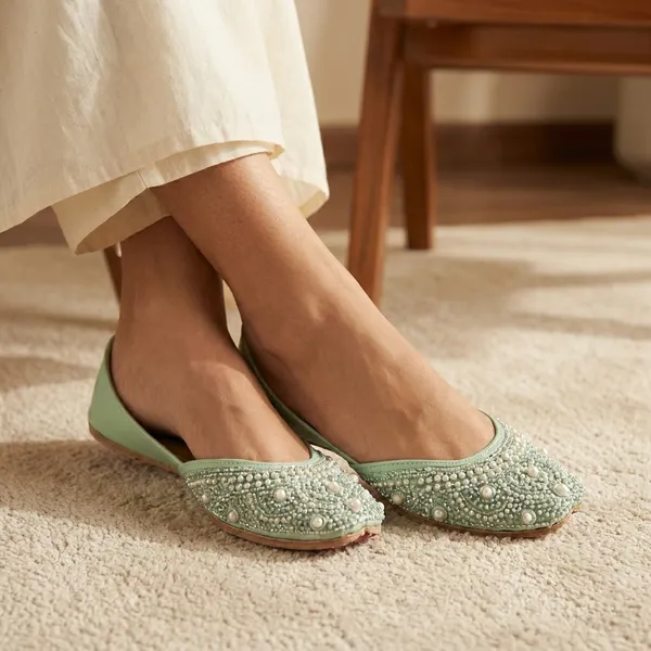 Mint_Green_Synthetic_Leather_Jutti_For_Women