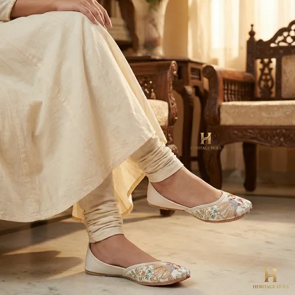 White_Synthetic_Leather_Jutti_For_Women