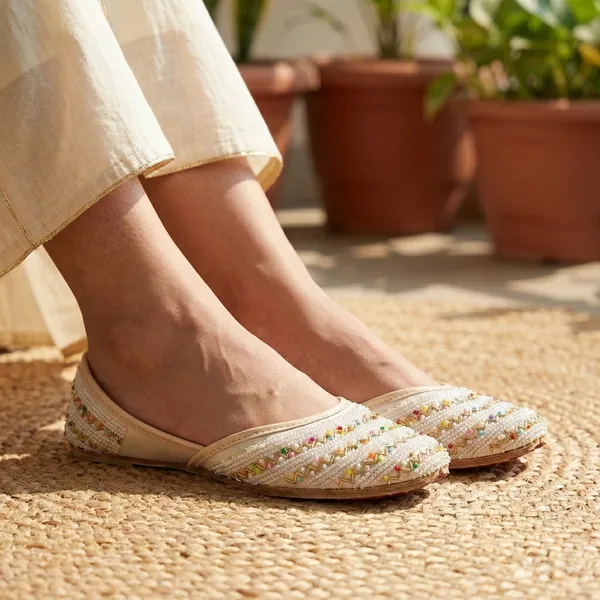White_Synthetic_Leather_Jutti_For_Women