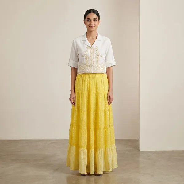 Yellow_And_White_Cotton_Top_And_Maxi_Skirt_For_Women
