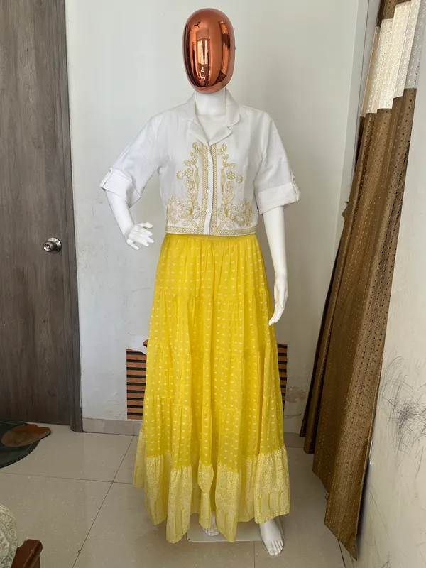 Yellow_And_White_Cotton_Top_And_Maxi_Skirt_For_Women