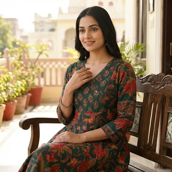 Green_Cotton_Kurta_Set_With_Dupatta_For_Women