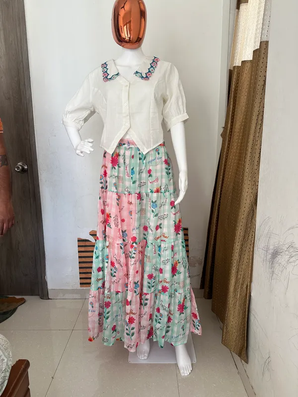 Multicolor_Cotton_Top_And_Skirt_For_Women