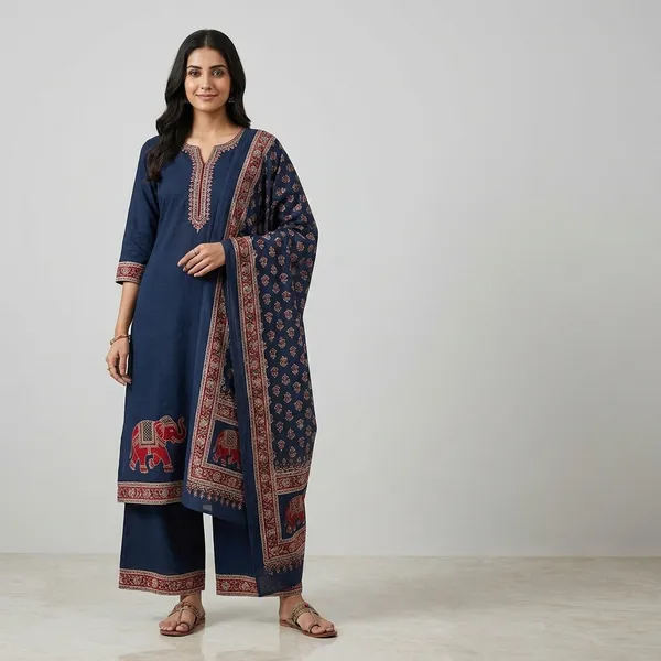 Blue_Cotton_Kurta_Set_With_Dupatta_For_Women