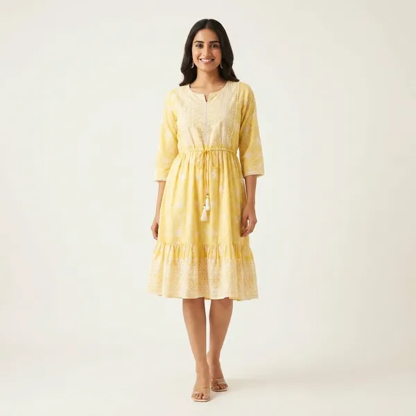 Yellow_Cotton_Midi_Dress_For_Women