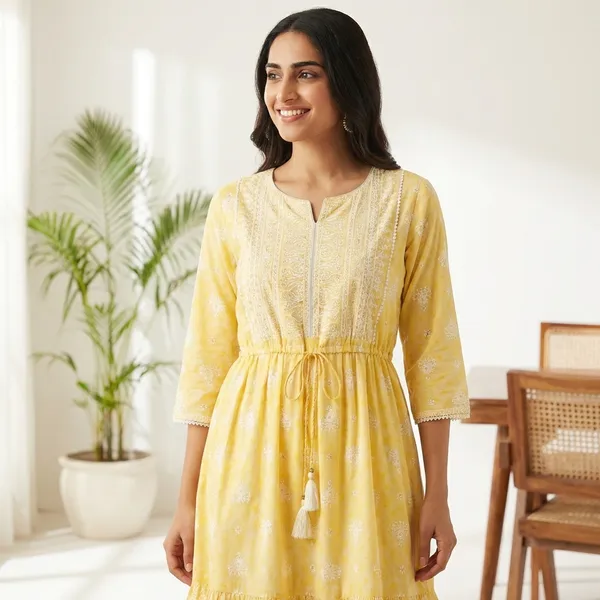 Yellow_Cotton_Midi_Dress_For_Women