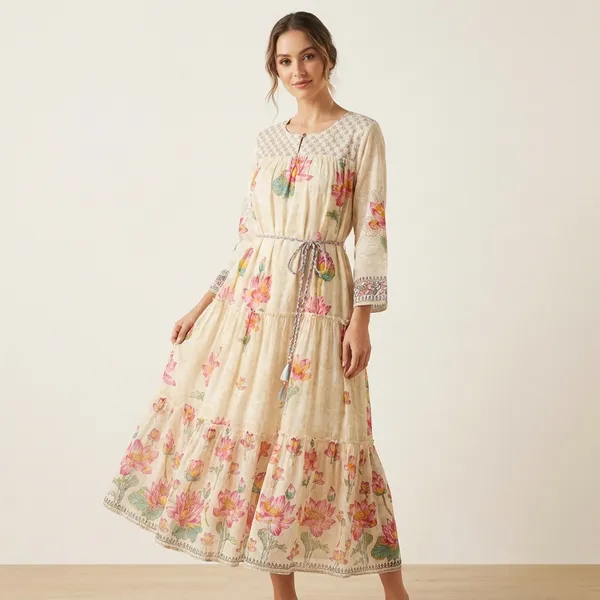 Beige_Cotton_Long_Dress_For_Women