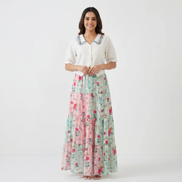 Multicolor_Cotton_Top_And_Skirt_For_Women