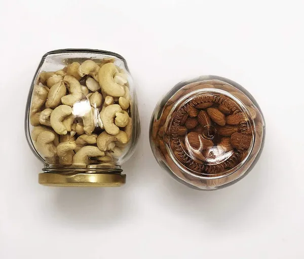 Seiri®_400 ml_Transparent_Glass_Jar_Airtight_Black_Metal_Lid_Matki_Shape_Storage_Containers_for_Spices,_Masala,_Pickles,_Dry_Fruits,_Sugar,_Tea,_Coffee,_Snacks,_Pulses,_Kitchen_Use