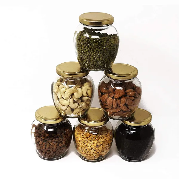 Seiri®_400 ml_Transparent_Glass_Jar_Airtight_Black_Metal_Lid_Matki_Shape_Storage_Containers_for_Spices,_Masala,_Pickles,_Dry_Fruits,_Sugar,_Tea,_Coffee,_Snacks,_Pulses,_Kitchen_Use
