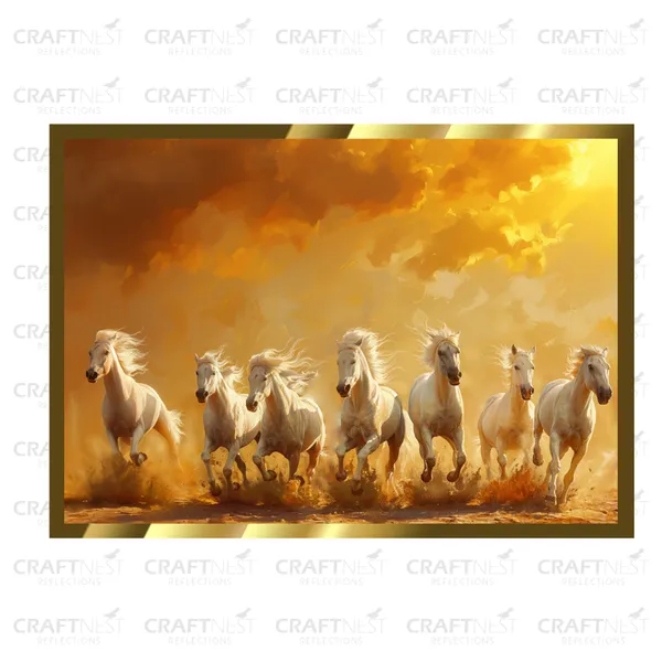 Craftnest_Reflections_Running_Horses_Wall_Art_For_Vastu_Home_Living_Room_Ready_To_Hang_Symbolising_Power_Success_And_Energy_Seven_Lucky_Running_Horses_Art_Design