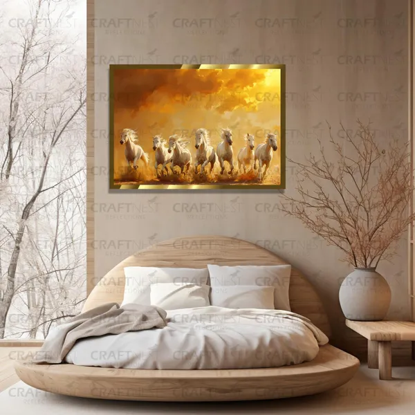 Craftnest_Reflections_Running_Horses_Wall_Art_For_Vastu_Home_Living_Room_Ready_To_Hang_Symbolising_Power_Success_And_Energy_Seven_Lucky_Running_Horses_Art_Design