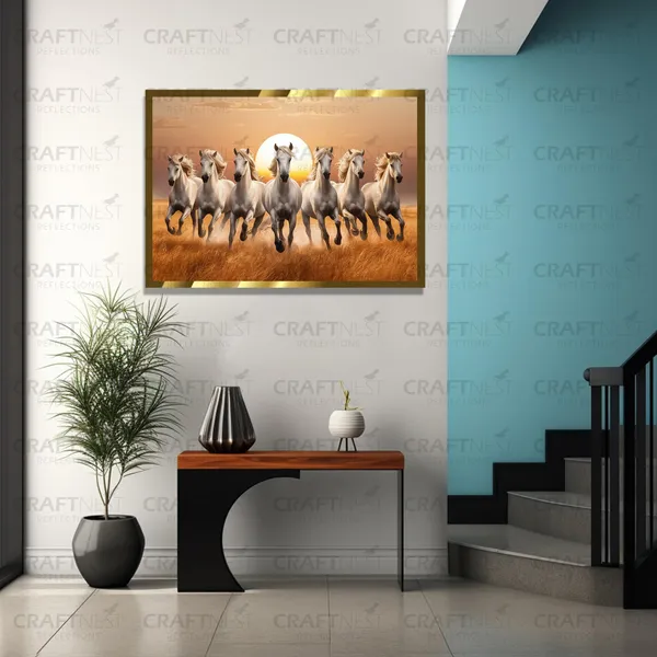 Craftnest_Reflections_Running_Horses_Wall_Art_For_Vastu_Home_Living_Room_Ready_To_Hang_Symbolising_Power_Success_And_Energy_Seven_Lucky_Running_Horses_Art_Design
