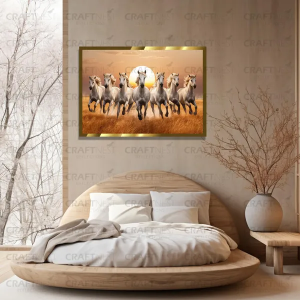 Craftnest_Reflections_Running_Horses_Wall_Art_For_Vastu_Home_Living_Room_Ready_To_Hang_Symbolising_Power_Success_And_Energy_Seven_Lucky_Running_Horses_Art_Design