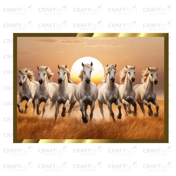 Craftnest_Reflections_Running_Horses_Wall_Art_For_Vastu_Home_Living_Room_Ready_To_Hang_Symbolising_Power_Success_And_Energy_Seven_Lucky_Running_Horses_Art_Design