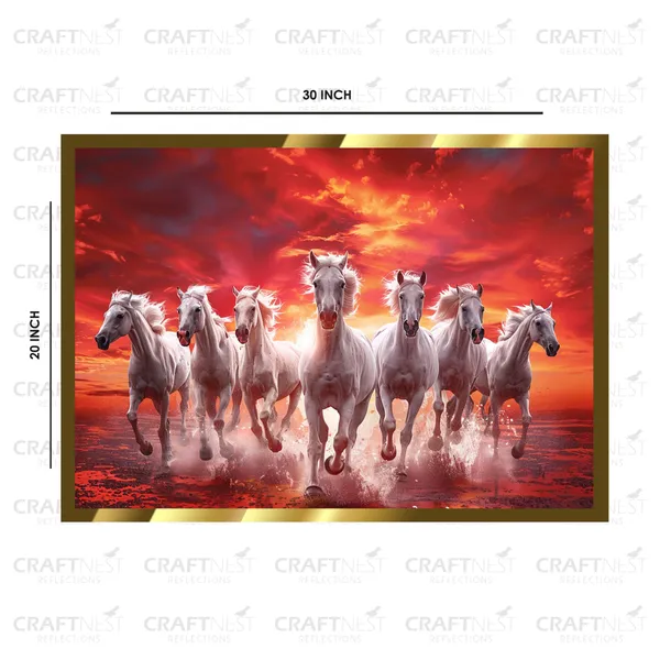 Craftnest_Reflections_Running_Horses_Wall_Art_For_Vastu_Home_Living_Room_Ready_To_Hang_Symbolising_Power_Success_And_Energy_Seven_Lucky_Running_Horses_Art_Design