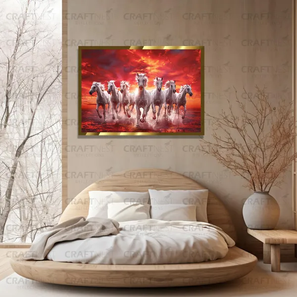 Craftnest_Reflections_Running_Horses_Wall_Art_For_Vastu_Home_Living_Room_Ready_To_Hang_Symbolising_Power_Success_And_Energy_Seven_Lucky_Running_Horses_Art_Design