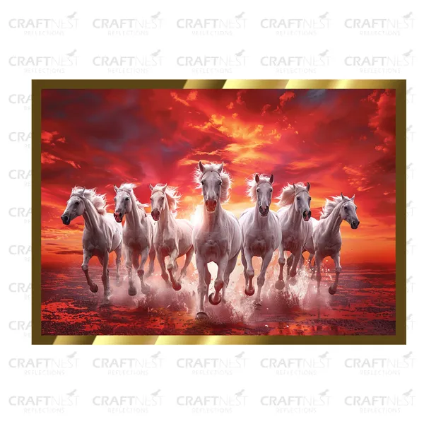 Craftnest_Reflections_Running_Horses_Wall_Art_For_Vastu_Home_Living_Room_Ready_To_Hang_Symbolising_Power_Success_And_Energy_Seven_Lucky_Running_Horses_Art_Design