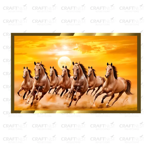 Craftnest_Reflections_Running_Horses_Wall_Art_For_Vastu_Home_Living_Room_Ready_To_Hang_Symbolising_Power_Success_And_Energy_Seven_Lucky_Running_Horses_Art_Design