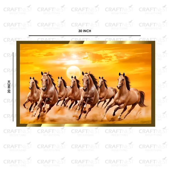 Craftnest_Reflections_Running_Horses_Wall_Art_For_Vastu_Home_Living_Room_Ready_To_Hang_Symbolising_Power_Success_And_Energy_Seven_Lucky_Running_Horses_Art_Design