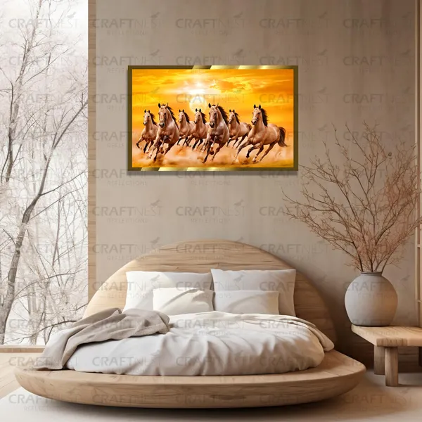 Craftnest_Reflections_Running_Horses_Wall_Art_For_Vastu_Home_Living_Room_Ready_To_Hang_Symbolising_Power_Success_And_Energy_Seven_Lucky_Running_Horses_Art_Design