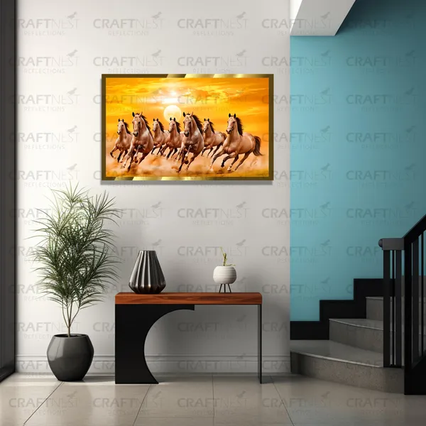 Craftnest_Reflections_Running_Horses_Wall_Art_For_Vastu_Home_Living_Room_Ready_To_Hang_Symbolising_Power_Success_And_Energy_Seven_Lucky_Running_Horses_Art_Design