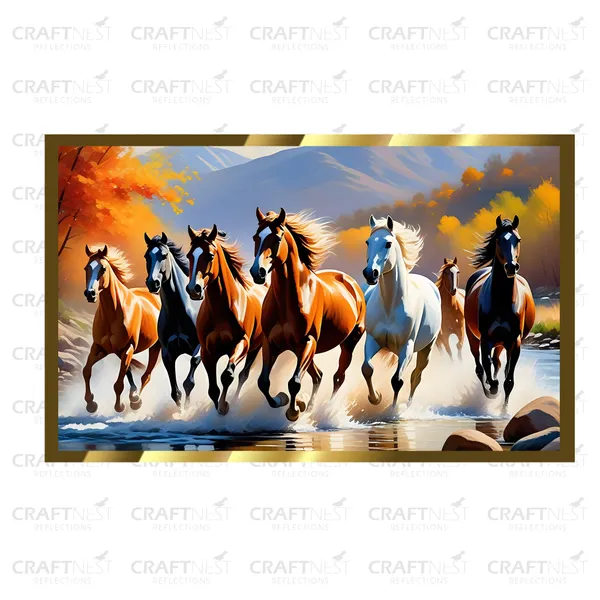 Craftnest_Reflections_Running_Horses_Wall_Art_For_Vastu_Home_Living_Room_Ready_To_Hang_Symbolising_Power_Success_And_Energy_Seven_Lucky_Running_Horses_Art_Design