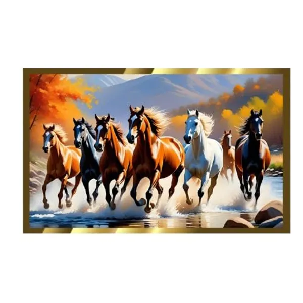 Craftnest_Reflections_Running_Horses_Wall_Art_For_Vastu_Home_Living_Room_Ready_To_Hang_Symbolising_Power_Success_And_Energy_Seven_Lucky_Running_Horses_Art_Design