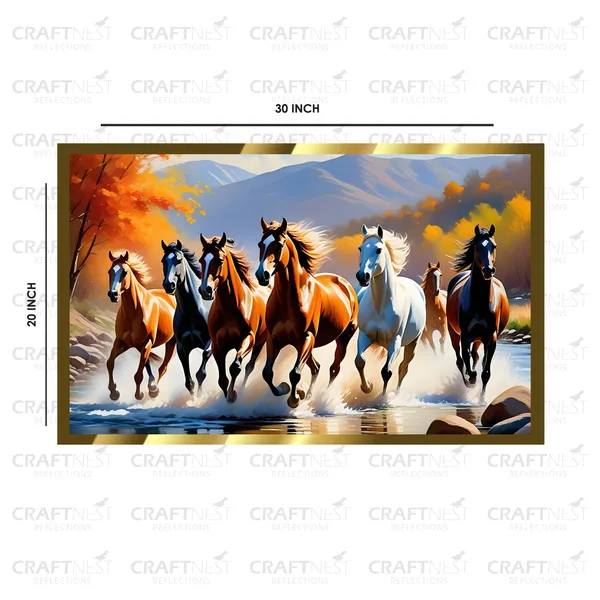 Craftnest_Reflections_Running_Horses_Wall_Art_For_Vastu_Home_Living_Room_Ready_To_Hang_Symbolising_Power_Success_And_Energy_Seven_Lucky_Running_Horses_Art_Design