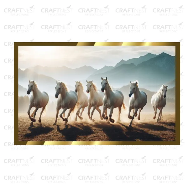 Craftnest_Reflections_Running_Horses_Wall_Art_For_Vastu_Home_Living_Room_Ready_To_Hang_Symbolising_Power_Success_And_Energy_Seven_Lucky_Running_Horses_Art_Design